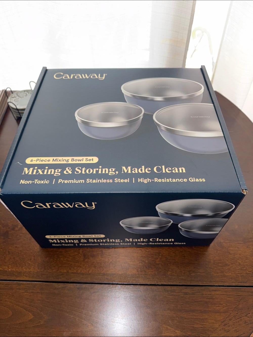 Caraway 6-Piece Stainless Steel Mixing Bowl Set - Blue- Brand New